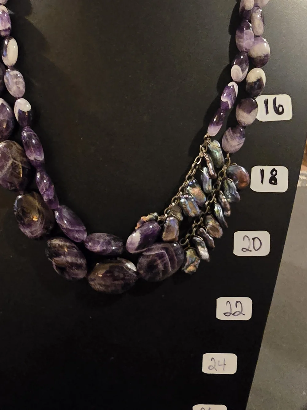 Amethyst And Peacock Pearls Coldwell Creek Necklace Silver